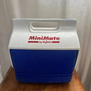 Vintage Mini Mate Cooler Lunch Box by Igloo Made‎ in USA Blue White Purple